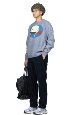 7G Wool Crew Sweater (FAT CAT ON LEGEND LIVE) - Grey -Lemaire Shop Kapital 7G Wool Crew Sweater FAT CAT ON LEGEND LIVE Grey K2210KN111 GRY viv 08 m