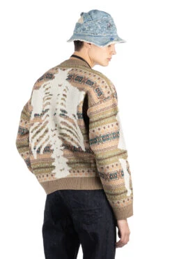7G Wool FairIsle BONE Crewneck Sweater - Orange