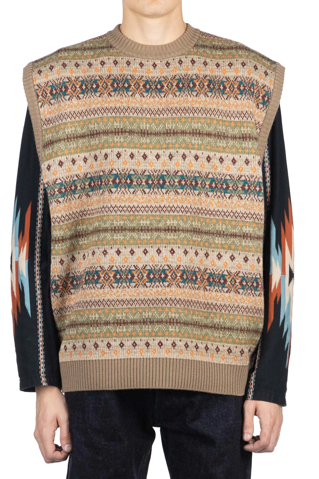 7G Wool FairIsle BONE Vest - Orange 2 7G Wool FairIsle BONE Vest - Orange - Image 2