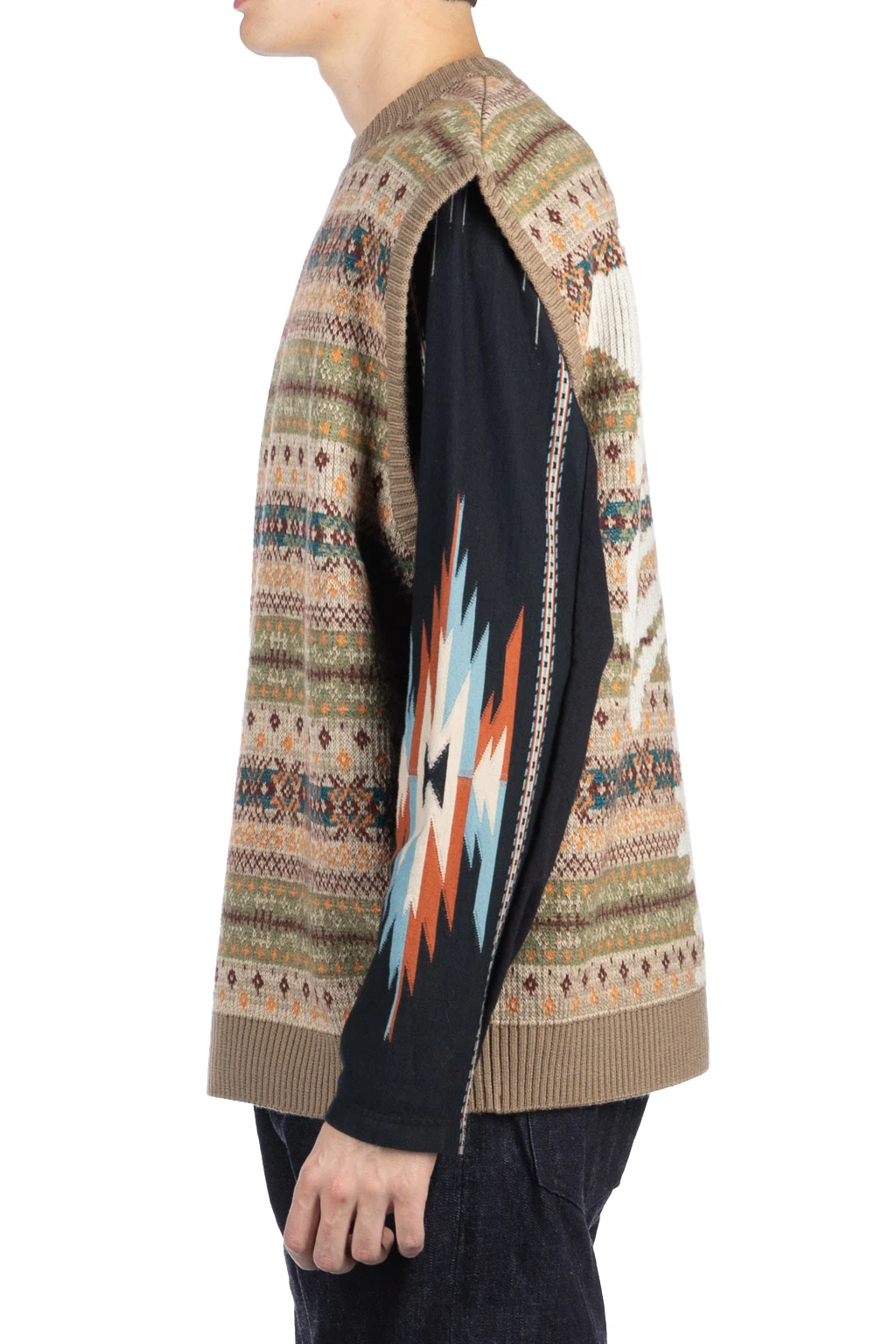 7G Wool FairIsle BONE Vest - Orange 3 7G Wool FairIsle BONE Vest - Orange - Image 3