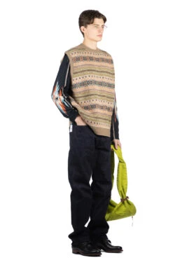 7G Wool FairIsle BONE Vest - Orange 15 7G Wool FairIsle BONE Vest - Orange -Lemaire Shop Kapital 7G Wool FairIsle BONE Vest Orange K2310KN133 ORG 08