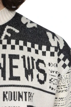 8G Knit NEWSPAPER Crew Sweater (KOUNTRY NEWS) - Natural -Lemaire Shop Kapital 8G Knit NEWSPAPER Crew Sweater KOUNTRY NEWS Natural K2311KN158 NAT 28 m