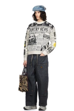 8G Knit NEWSPAPER Crew Sweater (KOUNTRY NEWS) - Natural -Lemaire Shop Kapital 8G Knit NEWSPAPER Crew Sweater KOUNTRY NEWS Natural K2311KN158 NAT 31 m