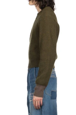 8G Wool Rib Knit Zip Short Cardigan - Khaki -Lemaire Shop Kapital 8G Wool Rib Knit Zip Short Cardigan Khaki K2311KN157 KHA noe 42 m