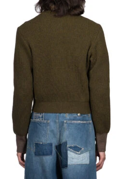 8G Wool Rib Knit Zip Short Cardigan - Khaki -Lemaire Shop Kapital 8G Wool Rib Knit Zip Short Cardigan Khaki K2311KN157 KHA noe 43 m