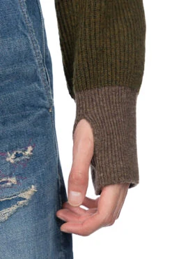 8G Wool Rib Knit Zip Short Cardigan - Khaki -Lemaire Shop Kapital 8G Wool Rib Knit Zip Short Cardigan Khaki K2311KN157 KHA noe 45 m