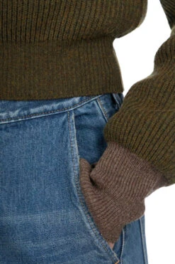 8G Wool Rib Knit Zip Short Cardigan - Khaki -Lemaire Shop Kapital 8G Wool Rib Knit Zip Short Cardigan Khaki K2311KN157 KHA noe 46 m