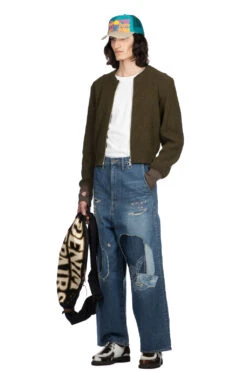 8G Wool Rib Knit Zip Short Cardigan - Khaki -Lemaire Shop Kapital 8G Wool Rib Knit Zip Short Cardigan Khaki K2311KN157 KHA noe 48 m