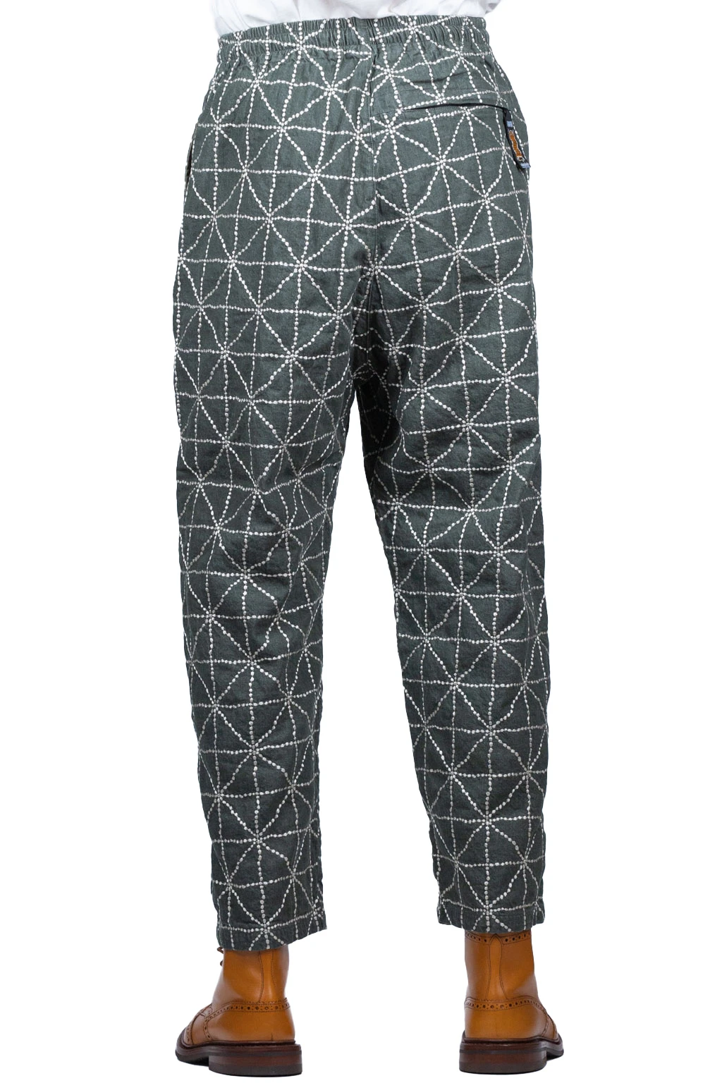 8oz Color Denim FOLK-DOJO Sashiko EASY Pants - Green 4 8oz Color Denim FOLK-DOJO Sashiko EASY Pants - Green - Image 4