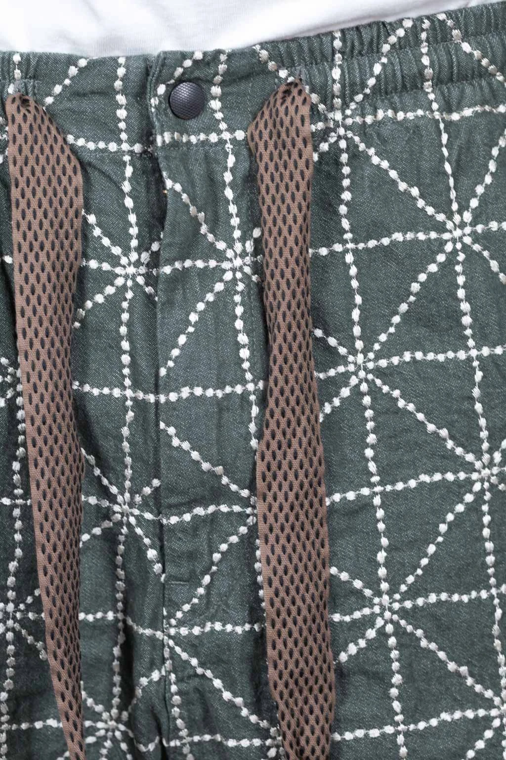 8oz Color Denim FOLK-DOJO Sashiko EASY Pants - Green 5 8oz Color Denim FOLK-DOJO Sashiko EASY Pants - Green - Image 5