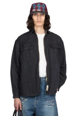 8oz Denim Drizzler Work Shirt - Black X Natural