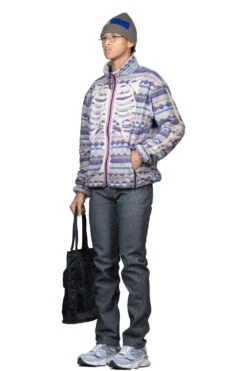 ASHLAND Stripe & BONE Fleece Zip Blouson - Purple -Lemaire Shop Kapital ASHLAND Stripe BONE Fleece Zip Blouson Purple K2210LC110 PUR 08 m