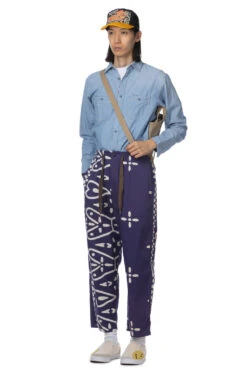 Combed Burberry Homongo Cross Easy Pants - Navy -Lemaire Shop Kapital Combed Burberry Homongo Cross Easy Pants Navy K2105LP154 NV 27 m