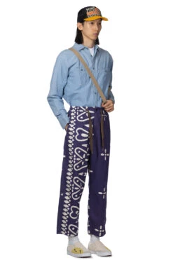 Combed Burberry Homongo Cross Easy Pants - Navy -Lemaire Shop Kapital Combed Burberry Homongo Cross Easy Pants Navy K2105LP154 NV 28 m