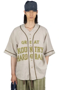 French Linen GREAT KOUNTRY Baseball Shirt - Beige