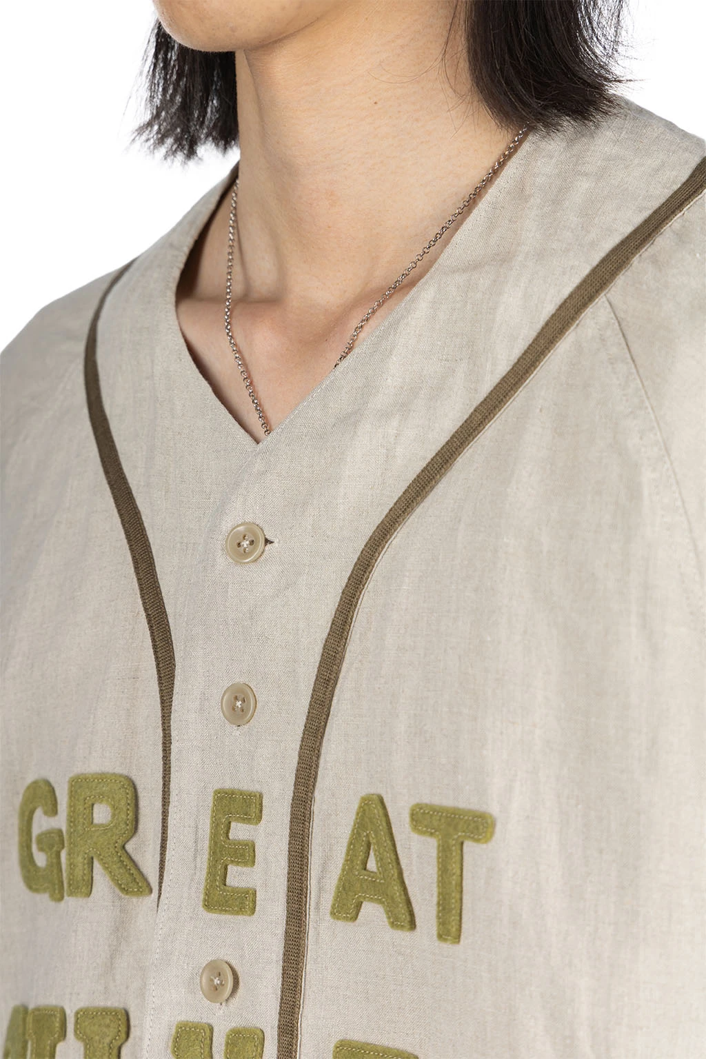French Linen GREAT KOUNTRY Baseball Shirt - Beige 5 French Linen GREAT KOUNTRY Baseball Shirt - Beige - Image 5