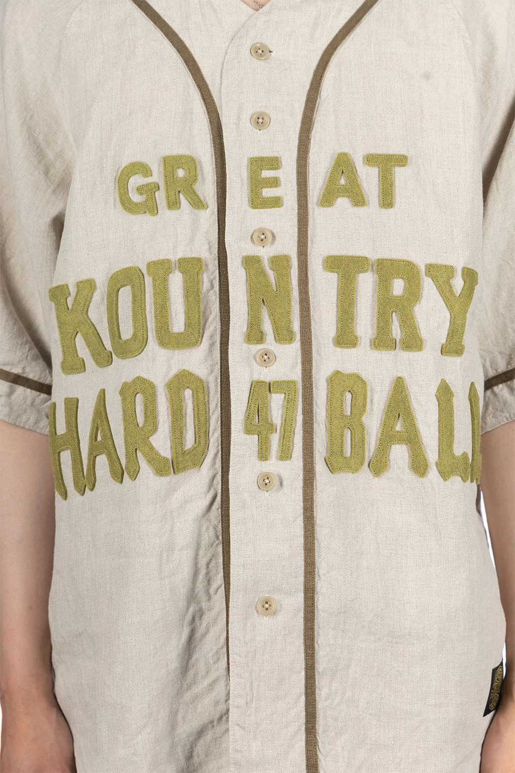 French Linen GREAT KOUNTRY Baseball Shirt - Beige 6 French Linen GREAT KOUNTRY Baseball Shirt - Beige - Image 6