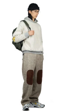 Herringbone Heavy Fleece Easy Tapered Pants - Beige X Khaki -Lemaire Shop Kapital Herringbone Heavy Fleece Easy Tapered Pants Beige x Khaki K2110LP117 22 m