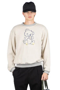 Knit Crew Sweatshirt (PECKISH Little Bear) - Natural X Grey