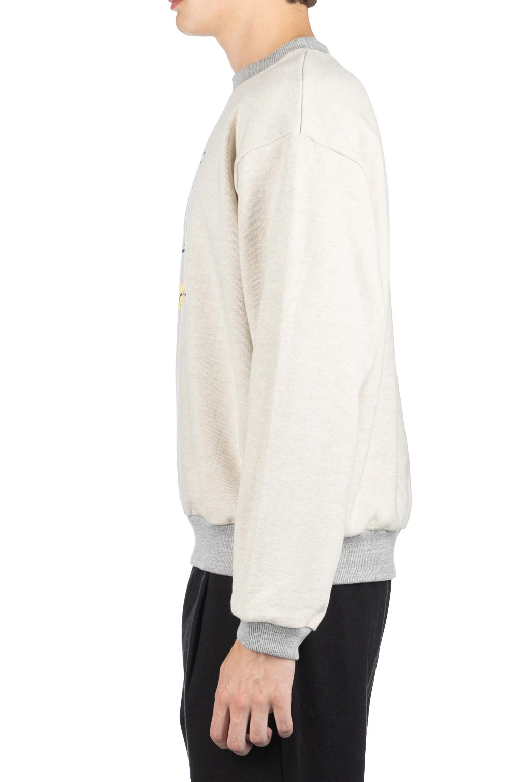 Knit Crew Sweatshirt (PECKISH Little Bear) - Natural X Grey 3 Knit Crew Sweatshirt (PECKISH Little Bear) - Natural X Grey - Image 3