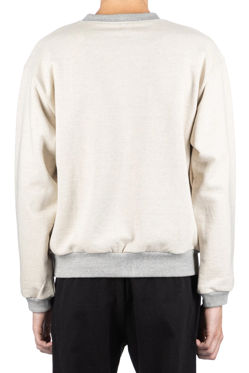 Knit Crew Sweatshirt (PECKISH Little Bear) - Natural X Grey 4 Knit Crew Sweatshirt (PECKISH Little Bear) - Natural X Grey - Image 4