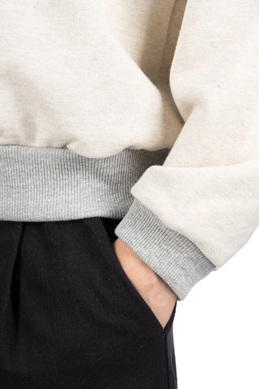 Knit Crew Sweatshirt (PECKISH Little Bear) - Natural X Grey 6 Knit Crew Sweatshirt (PECKISH Little Bear) - Natural X Grey - Image 6