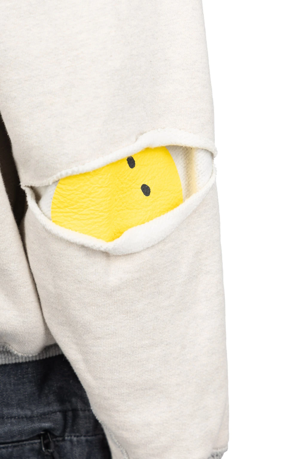 Knit Rev ELBOW RIP Hoodie (PROFILE RAINBOWY) - Natural X Grey 5 Knit Rev ELBOW RIP Hoodie (PROFILE RAINBOWY) - Natural X Grey - Image 5