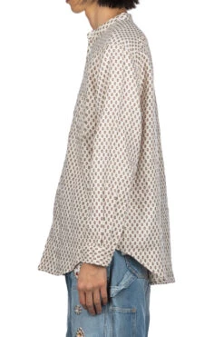 Linen CHIMA-MON Stand Collar Shirt -Lemaire Shop Kapital Linen CHIMA MON Stand Collar Shirt K2304LS108 noe 03 m