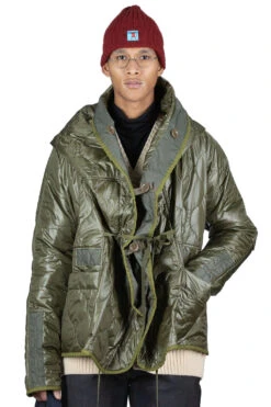 Nylon Quilting Lining RING Coat - Khaki