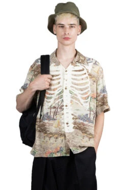 Rayon KAMEKAMEHA BONE Aloha Shirt - Brown