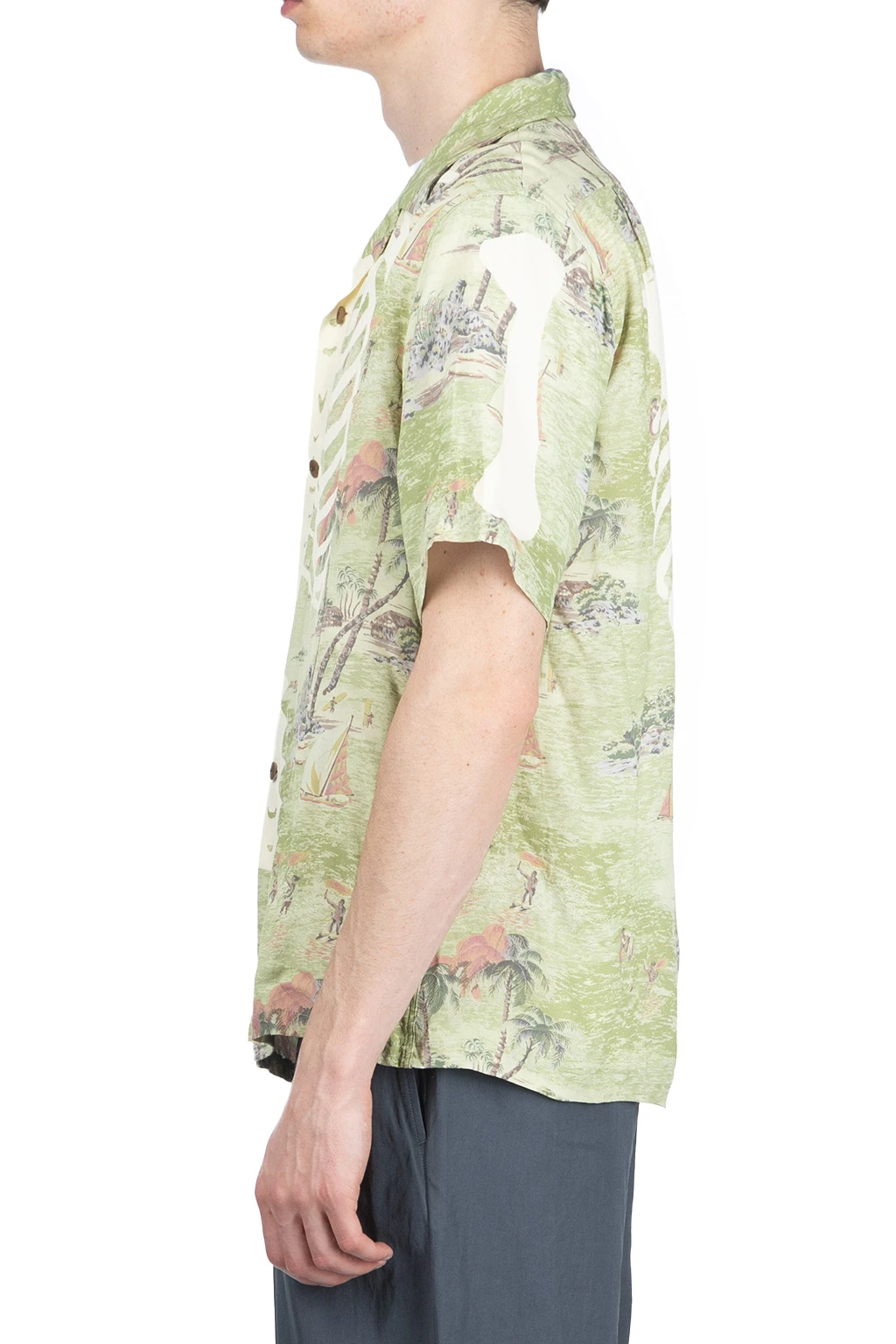 Rayon KAMEKAMEHA BONE Aloha Shirt - Khaki 3 Rayon KAMEKAMEHA BONE Aloha Shirt - Khaki - Image 3