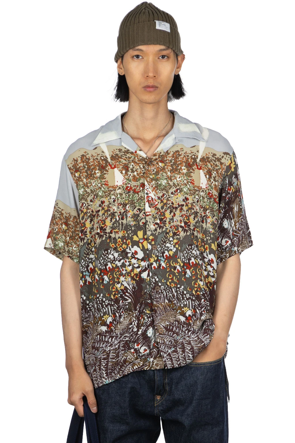 Rayon NABAJO LAND Aloha Shirt - Light Grey 1 Rayon NABAJO LAND Aloha Shirt - Light Grey