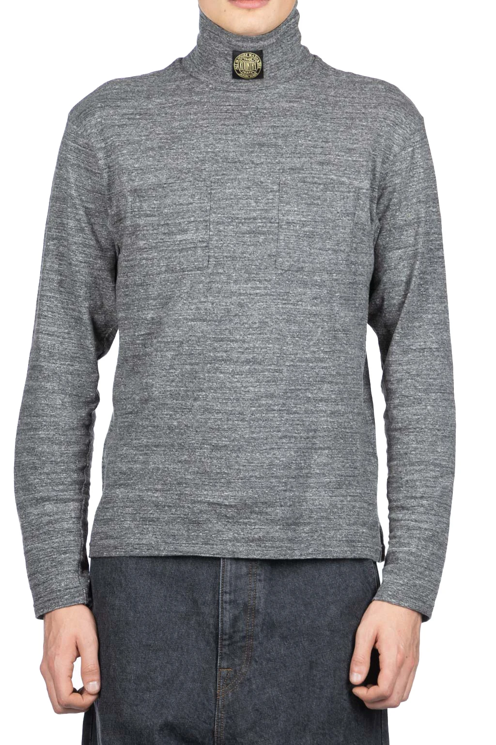 TOP Jersey High Neck Pocket Long Sleeve T - Charcoal 2 TOP Jersey High Neck Pocket Long Sleeve T - Charcoal - Image 2