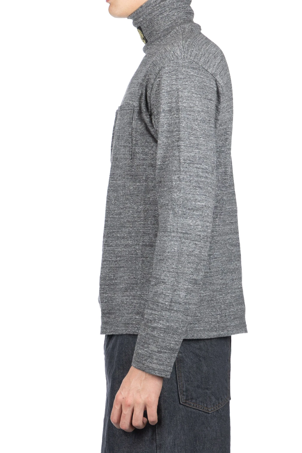 TOP Jersey High Neck Pocket Long Sleeve T - Charcoal 3 TOP Jersey High Neck Pocket Long Sleeve T - Charcoal - Image 3