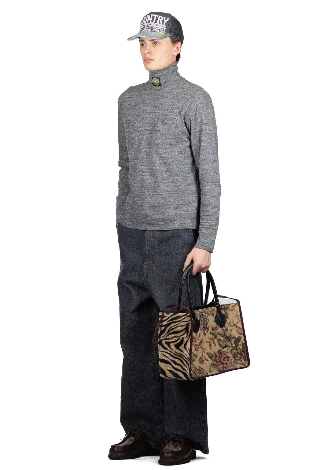 TOP Jersey High Neck Pocket Long Sleeve T - Charcoal 7 TOP Jersey High Neck Pocket Long Sleeve T - Charcoal - Image 7