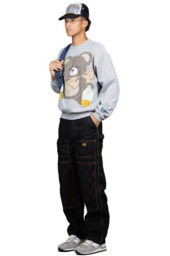 TOP Knit Crew SWT (BIG BEAR In RAINBOWY HAPPY SOX) - Grey -Lemaire Shop Kapital TOP Knit Crew SWT BIG BEAR in RAINBOWY HAPPY SOX Grey EK 1279 GRY ta 07