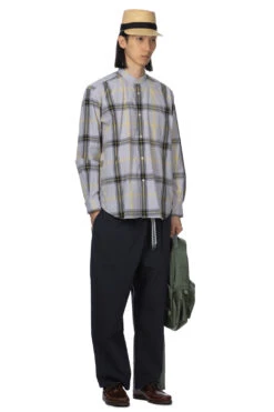 TYP Check Loose Fit BC Shirt - Grey X Black -Lemaire Shop Manual Alphabet TYP Check Loose Fit BC Shirt Grey x Black MA S 710 08