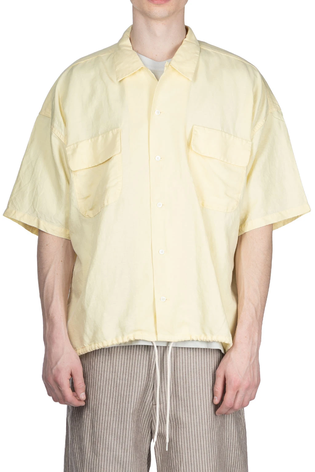 Open Collar Cupra Hemp S/S Shirt - Yellow 2 Open Collar Cupra Hemp S/S Shirt - Yellow - Image 2