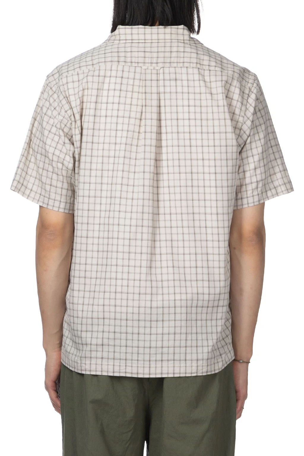 Open Collar Panama Plaid SS Shirt - Beige 4 Open Collar Panama Plaid SS Shirt - Beige - Image 4