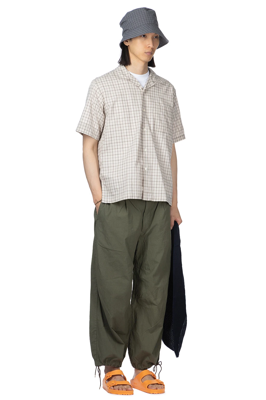 Open Collar Panama Plaid SS Shirt - Beige 8 Open Collar Panama Plaid SS Shirt - Beige - Image 8