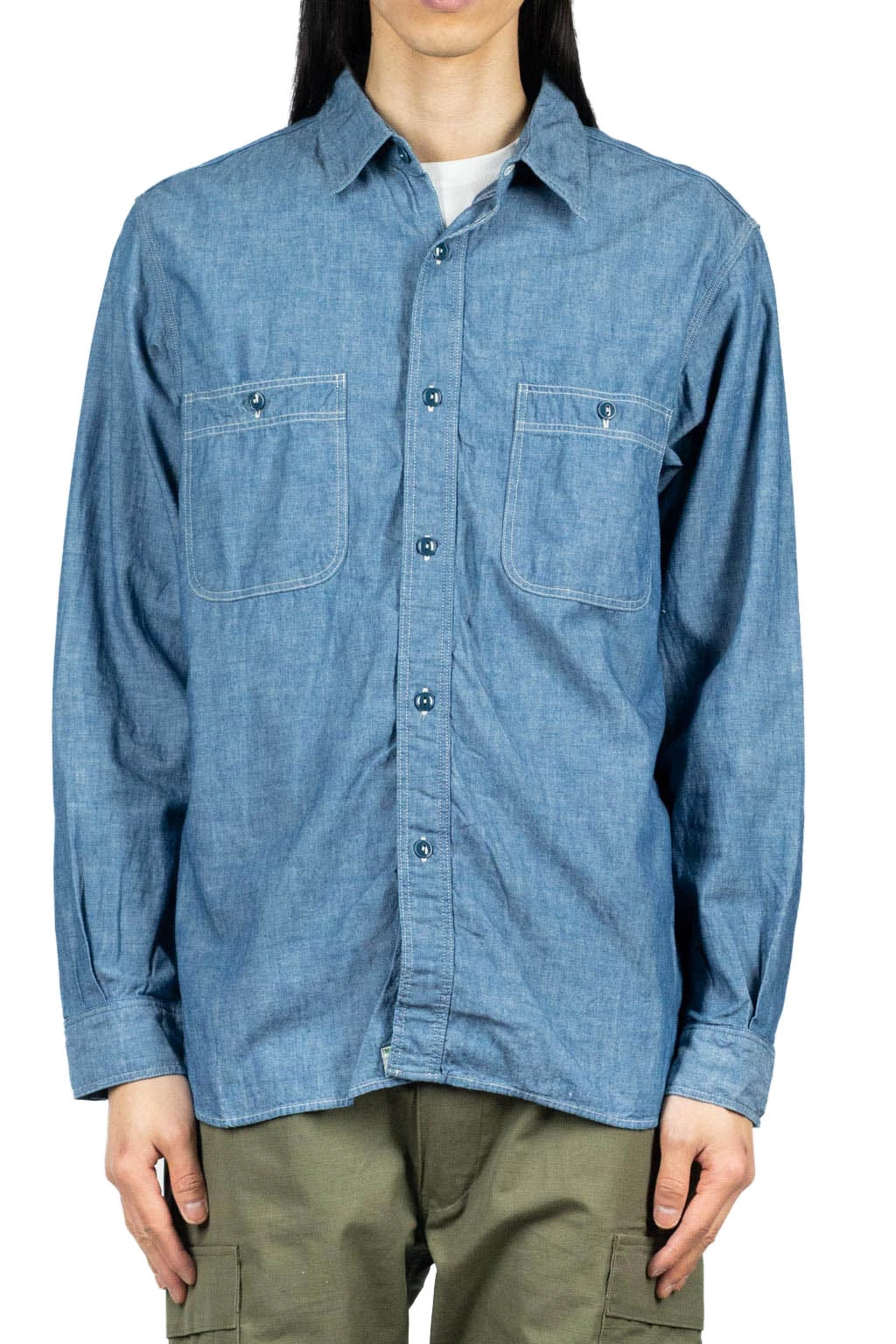 Chambray Work Shirt (Blue) 2 Chambray Work Shirt (Blue) - Image 2