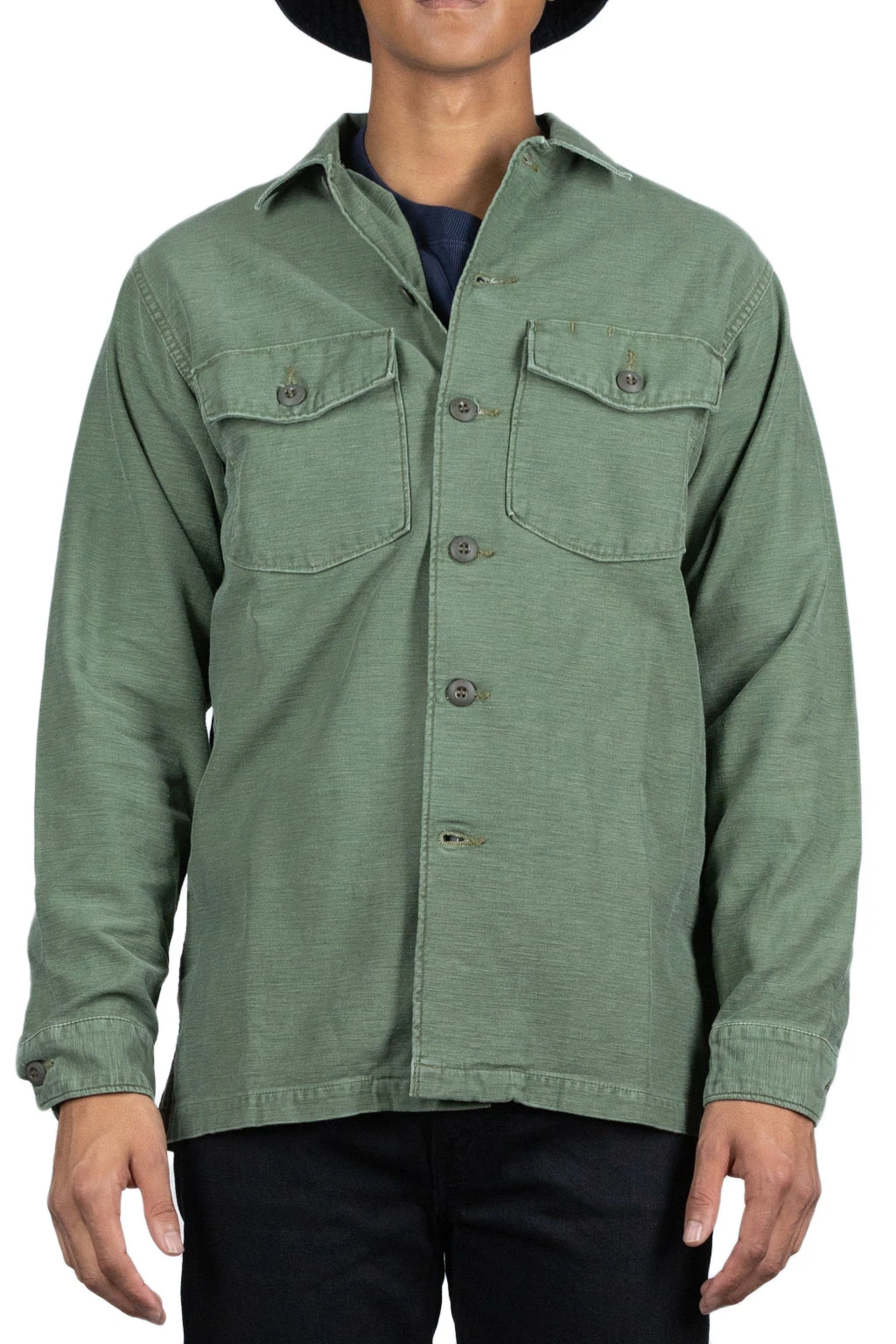 US Army Fatigue Shirt (Vintage Washed) - Green Used 2 US Army Fatigue Shirt (Vintage Washed) - Green Used - Image 2