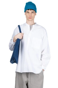 Band Collar Pullover Shirt - White
