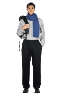 Wool Mixed Jersey Pants - Black