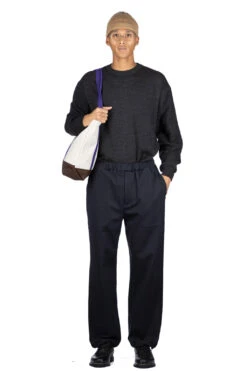 Wool Mixed Jersey Pants - Dark Navy