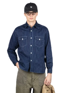 Fiction Romance 8.5oz Wabash Stripe Work Shirt - A. Navy