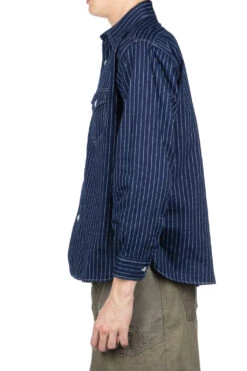 Fiction Romance 8.5oz Wabash Stripe Work Shirt - A. Navy -Lemaire Shop Sugar Cane Fiction Romance 85oz Wabash Stripe Work Shirt A Navy SC29164 421 03
