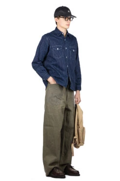 Fiction Romance 8.5oz Wabash Stripe Work Shirt - A. Navy -Lemaire Shop Sugar Cane Fiction Romance 85oz Wabash Stripe Work Shirt A Navy SC29164 421 07