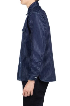 Fiction Romance 8.5oz Wabash Stripe Work Shirt - N. Navy -Lemaire Shop Sugar Cane Fiction Romance 85oz Wabash Stripe Work Shirt N Navy SC29164 420 03