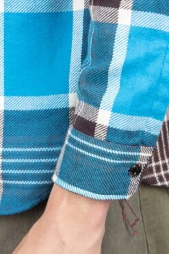 Fiction Romance Twill Check LS Work Shirt - Blue -Lemaire Shop Sugar Cane Fiction Romance Twill Check LS Work Shirt Blue SC29157 125 06